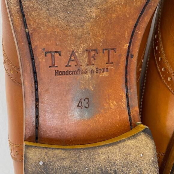 TAFT The Beck Handcrafted Brogue Wingtip Leather Dress Shoe Burnt Honey Mens 10 - Picture 11 of 13